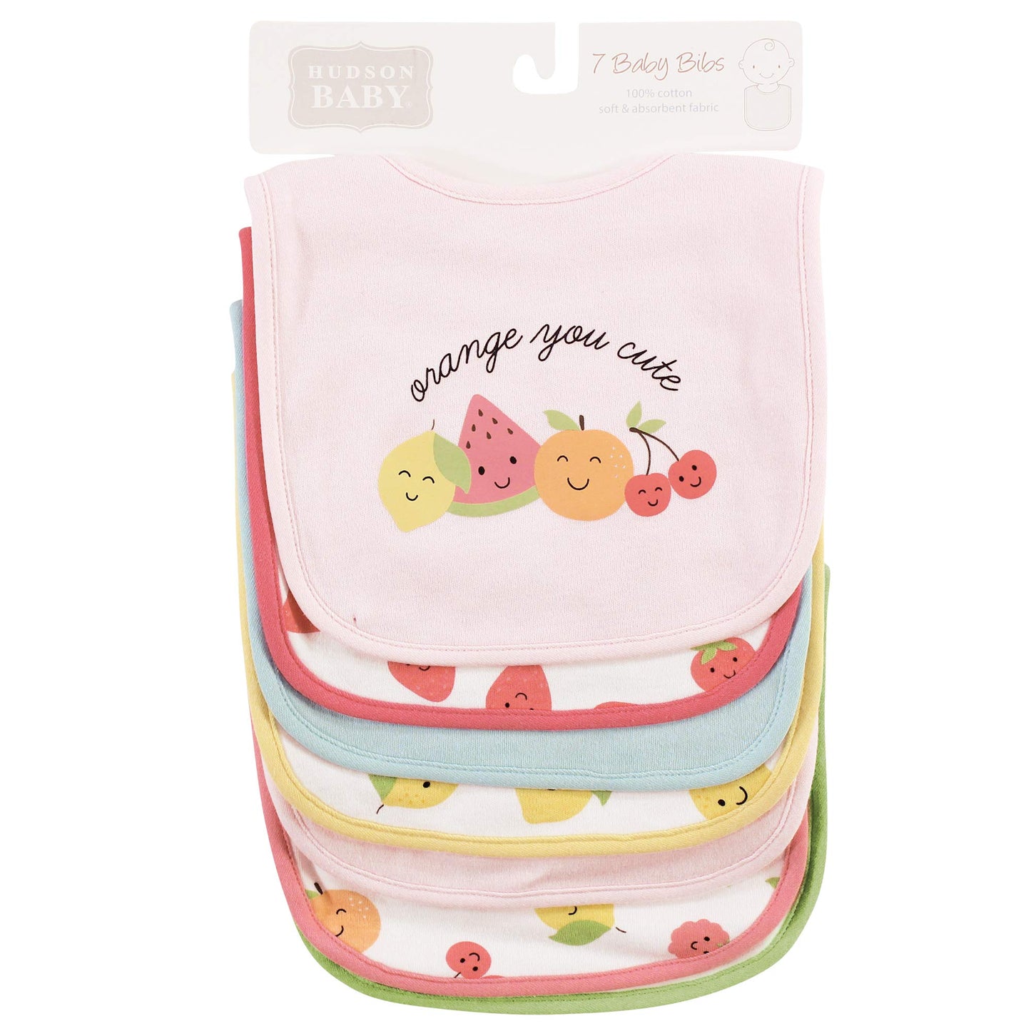 Hudson Baby Unisex Baby Cotton Bibs, Cute Fruit, One Size