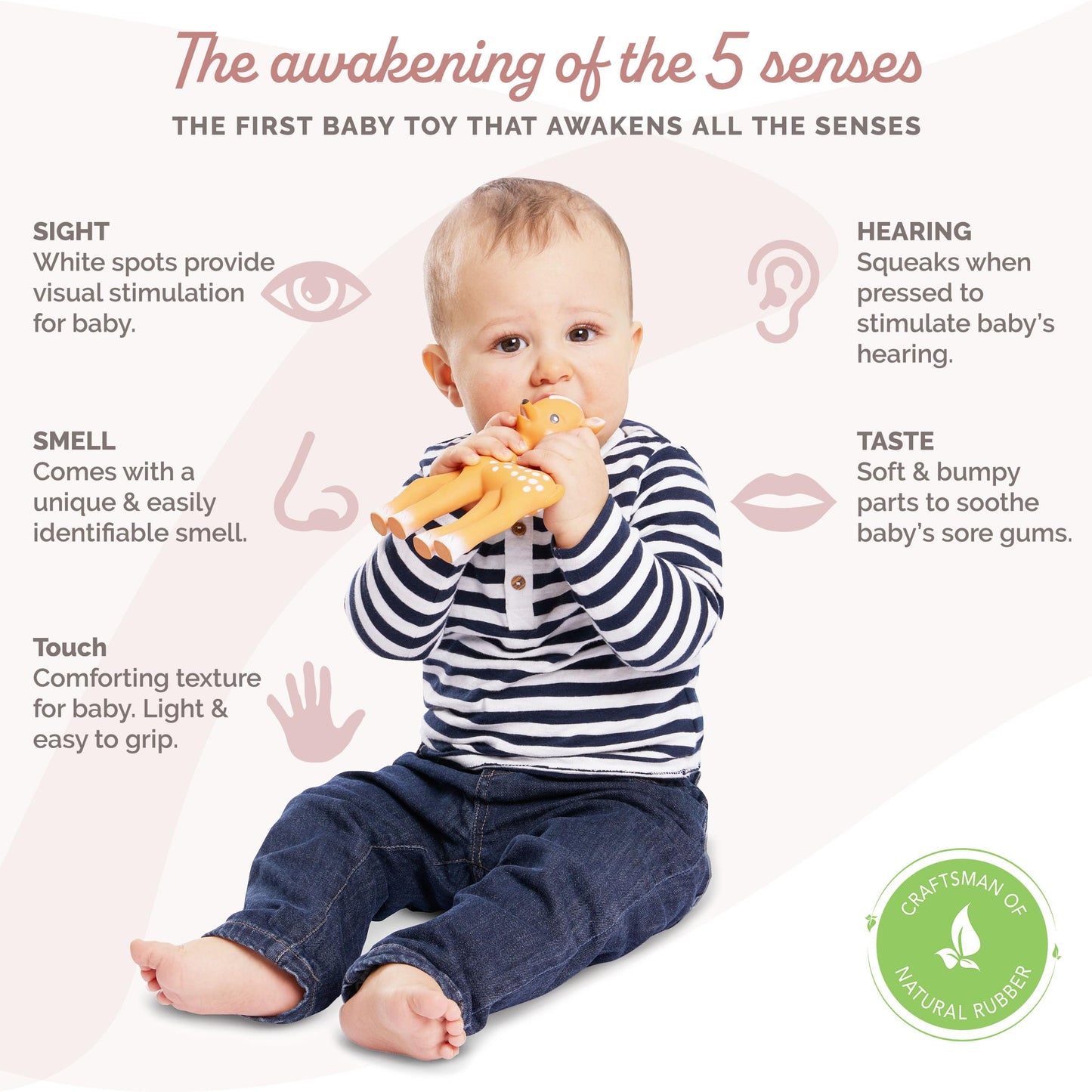 Sophie la girafe | Fanfan The Fawn | Teether Friend to Sophie la girafe | Natural Rubber | Designed for Teething Babies | Awaken