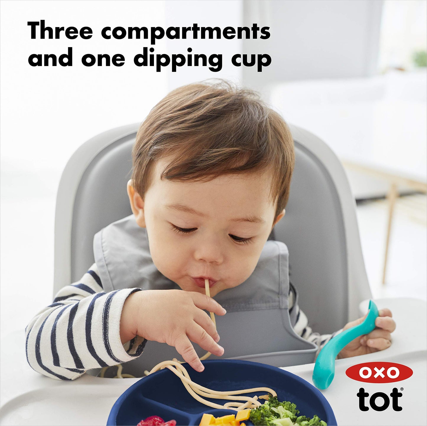 Oxo Tot Silicone Divided Plate Navy , 6.8X1.3 Inch (Pack Of 1)