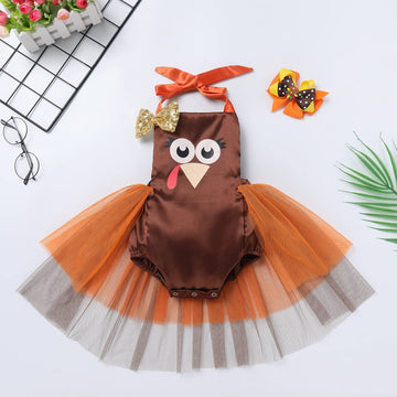 Imekis My First Thanksgiving Baby Girl Outfit 1St Halloween Turkey Costume Cosplay Romper Tulle Dress Fall Themed 1St Birthday O
