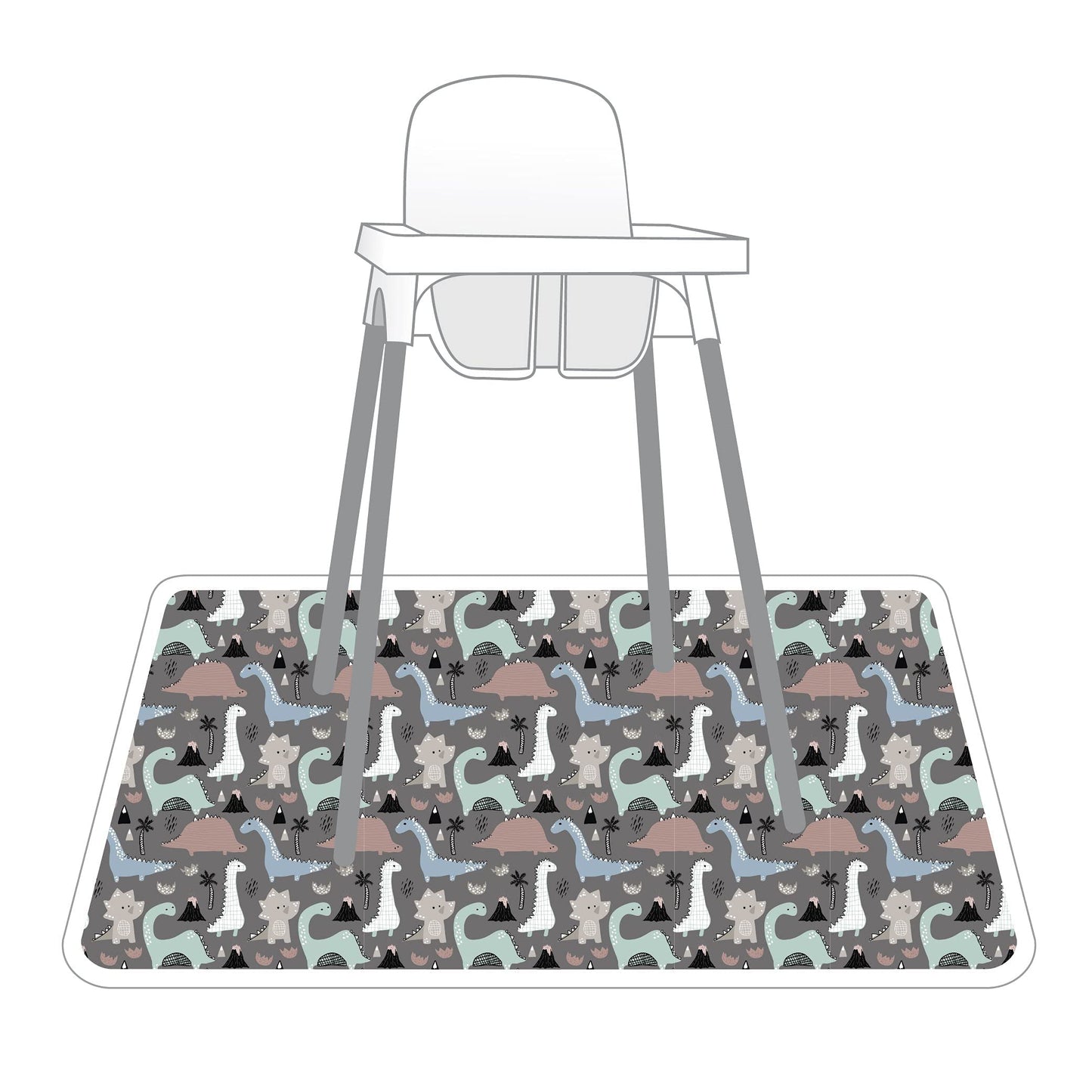 Bapronbaby Dinosaur Drawing Splash Mat - Waterproof Catch-All For Under High Chairs, Floors, Tables, Playtime Or Arts & Crafts -