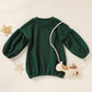 Toddler Baby Girl Sweater Round Neck Loose Long Sleeve Candy Color Knitted Pullover Tops Autumn Winter Sweatshirt (Green, 2-3T)