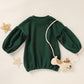 Toddler Baby Girl Sweater Round Neck Loose Long Sleeve Candy Color Knitted Pullover Tops Autumn Winter Sweatshirt (Green, 3-4T)