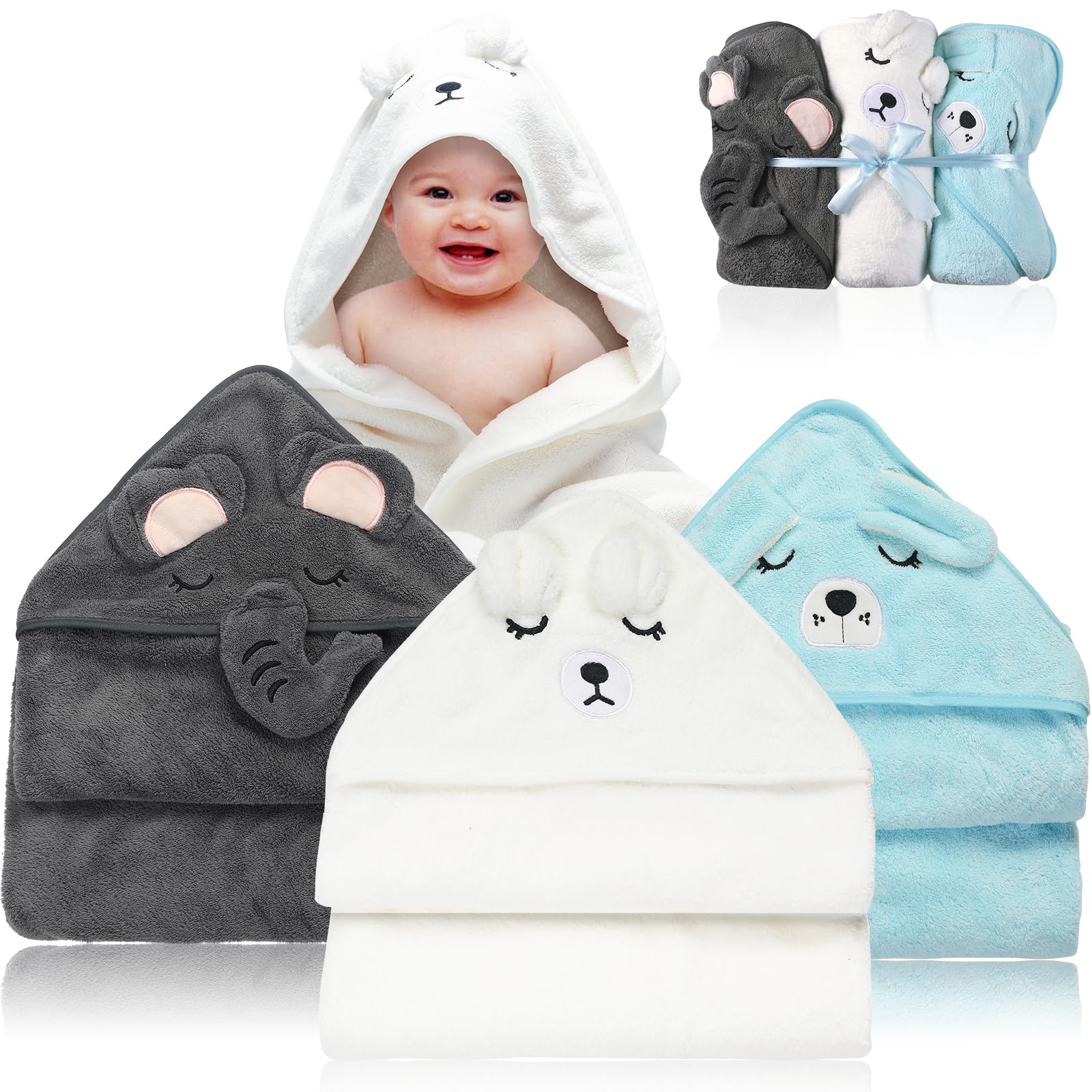 Vzznn 3 Pack Baby Towels Hooded - Ultra Soft Baby Bath Towels, Newborn – Cutebab WBCBBB0D8L6VSCG