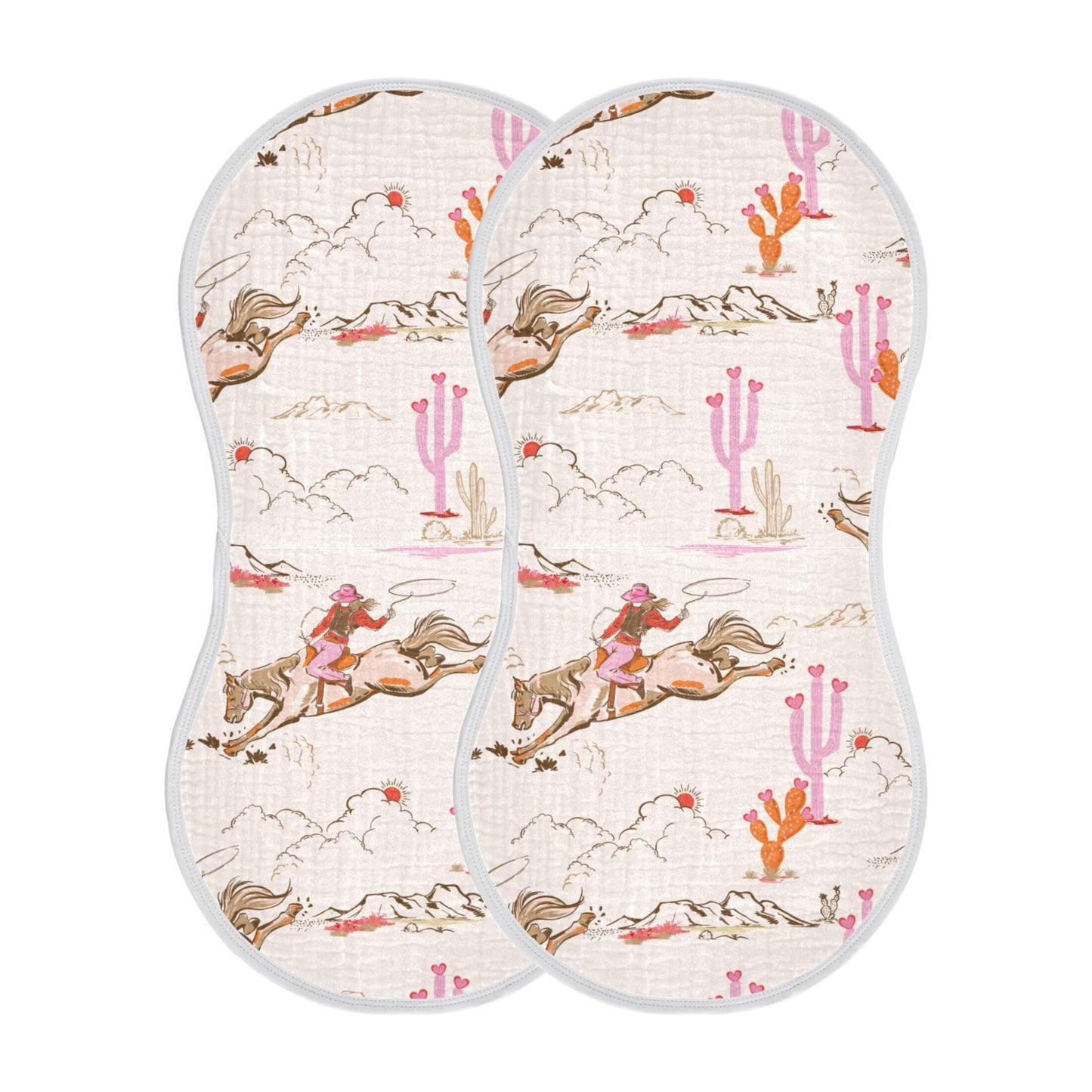 Mazeann Cowgirl Western American Burp Cloths Baby Boys Girls Absorbent Soft Cotton Burping Cloths Rags 2 Pack