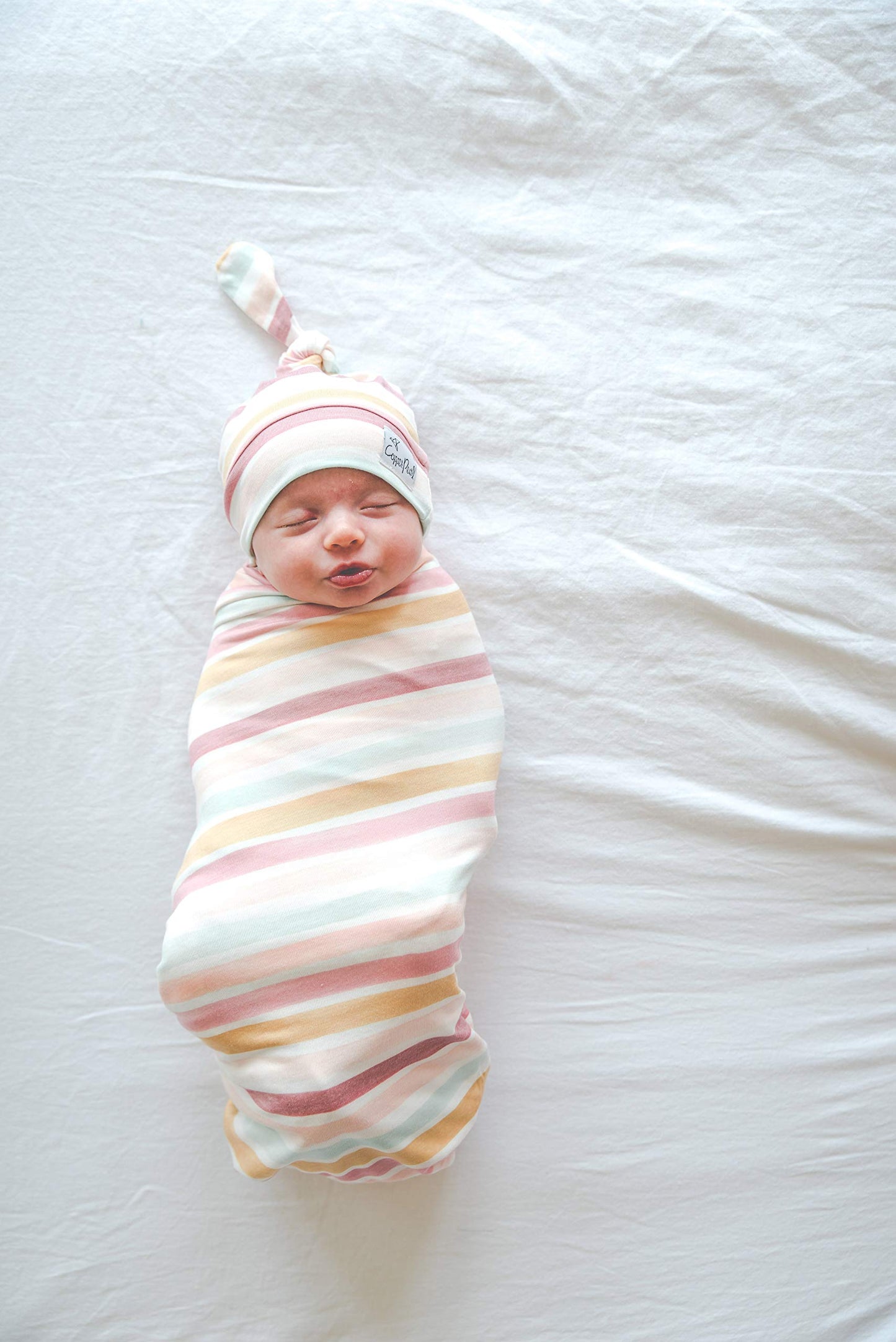 Baby Beanie Hat Top Knot Stretchy Soft'Belle' By Copper Pearl