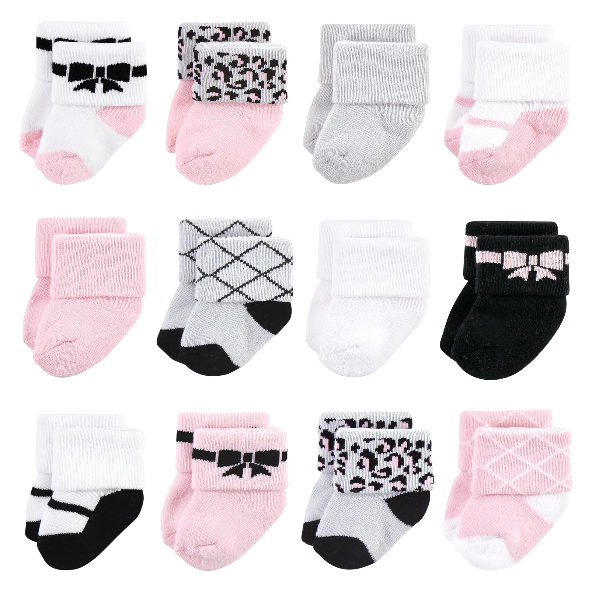 Hudson Baby Unisex Baby Cotton Rich Newborn And Terry Socks, Bows, 0-6 Months