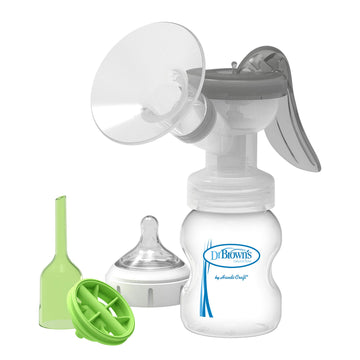 Dr Brownas Manual Breast Pump With Softshape 100% Silicone Shield (B, 25Mm Flange) & Anti-Colic Options+ Wide-Neck Baby Bottle 5