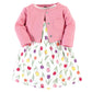 Hudson Baby Baby Girls' Cotton Dress And Cardigan Set, Spring Tulips, 0-3 Months