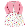 Hudson Baby Baby Girls Cotton And Cardigan Set Casual Dress, Spring Tulips, 5T Us