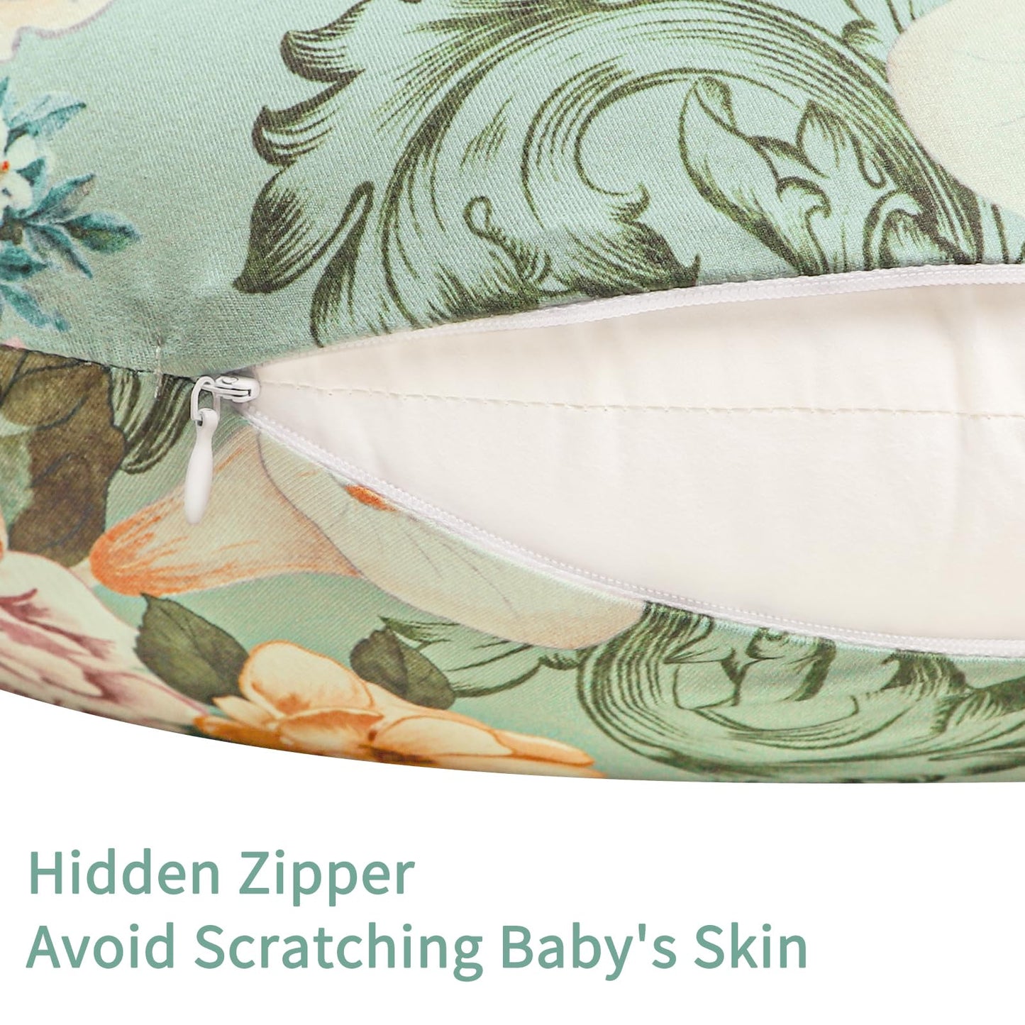 Hnhuaming Nursing Pillow Cover For Baby Girls Boys, Green Breastfeeding Pillow Cover, Stretchy Removable Feeding Pillow Case For