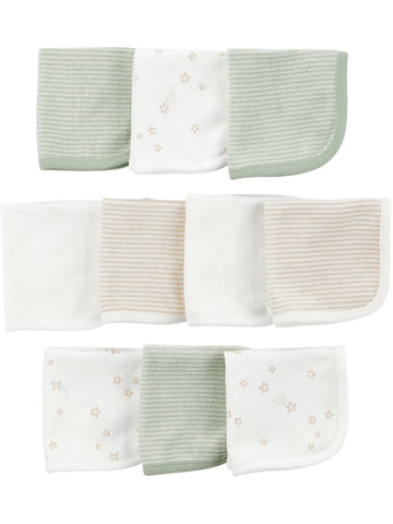 Simple Joys by Carters Neutral 10-pack Washcloth Set, Neutral Blue Green Brown, OSZ