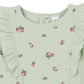 Gerber Baby Girls' Ruffle-Edge Romper, Green Pears, 24 Months