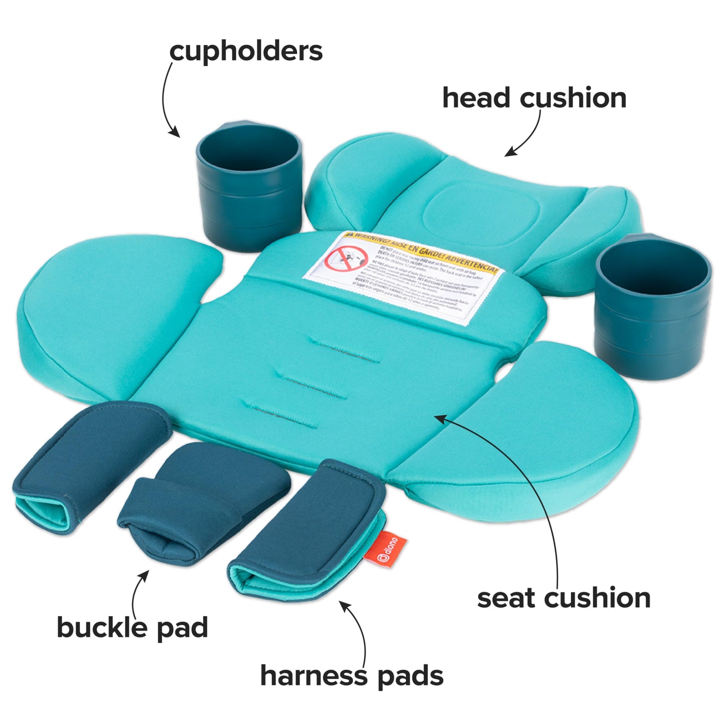 Diono Radian 3R Comfort Travel Kit, Infant Car Seat Accessory, Compatible With Radian 3R, 7-Piece Kit (2 Harness Pads, 1 Buckle