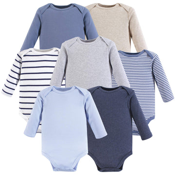 Hudson Baby Unisex Baby Cotton Long-Sleeve Bodysuits, Boy Basic, 3-6 Months Us