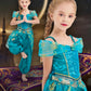 Ikali Princess Dress Up For Girls, Arabian Princess Costume Fancy Dress Kids Toddlers Birthday Party Outfit 7-8 Years Blue