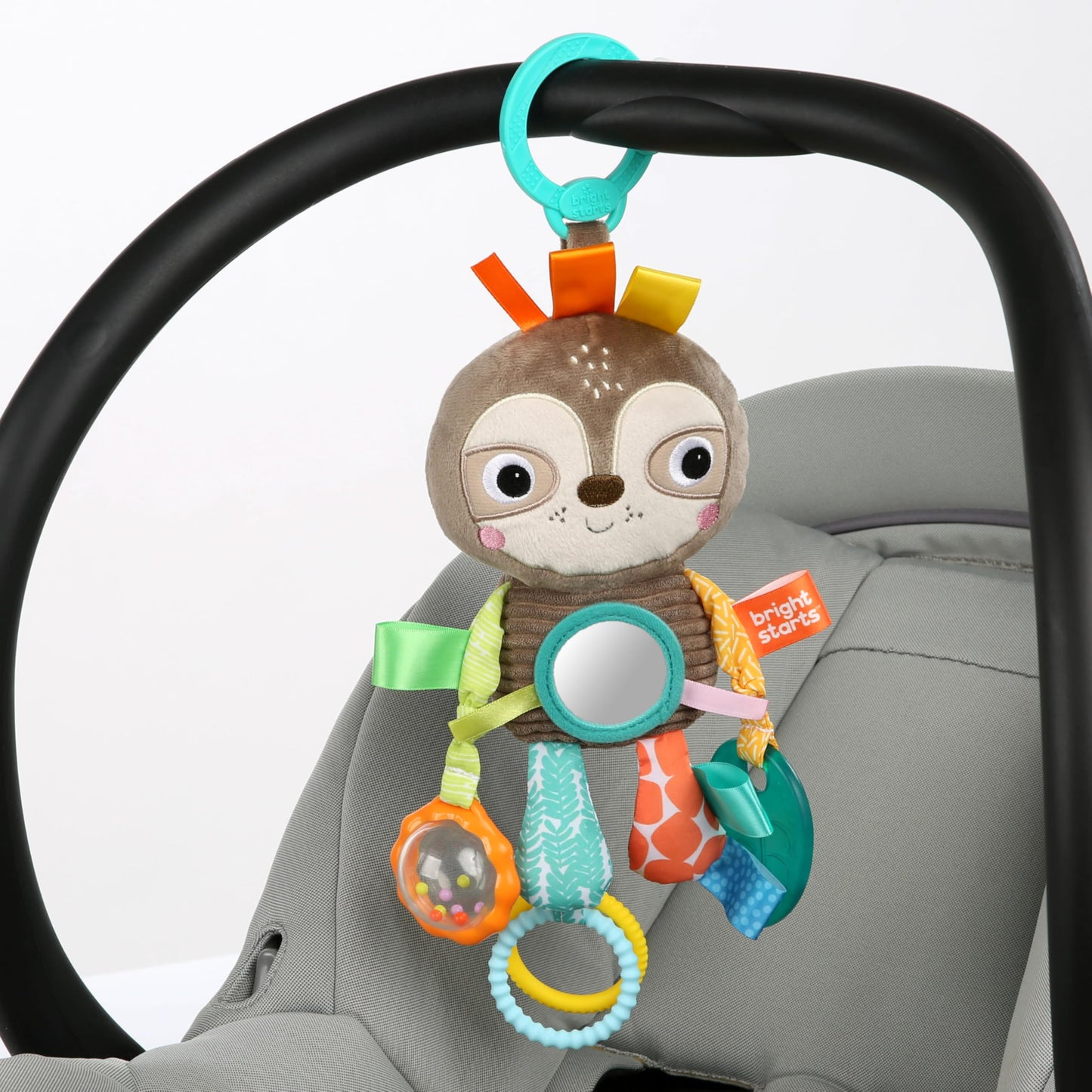 Bright Starts Sloth Plush Playful Pals Take-Along BPA-Free Stroller Baby Toy, Age Newborn+