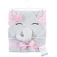 Hudson Baby Unisex Baby Cotton Animal Face Hooded Towel, White Dots Pretty Elephant, One Size
