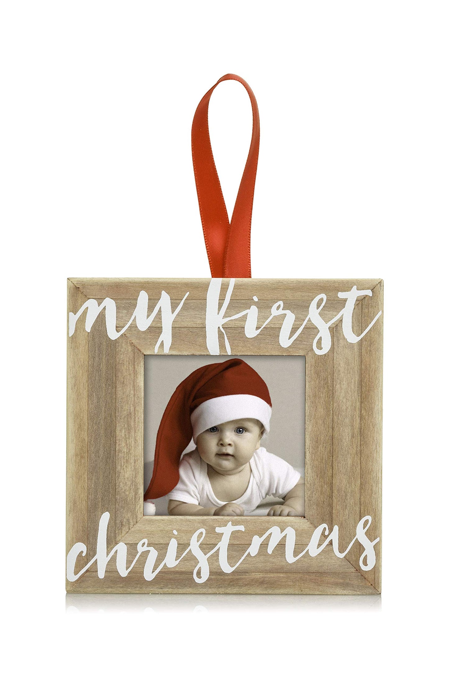Pearhead Babys First Christmas Wooden Picture Frame Ornament, Newborn Milestone Keepsake Photo, Holiday Gift For New And Expecti
