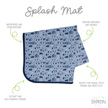 Bapronbaby Be Brave Police Patrol Splash Mat - Waterproof Catch-All For Under High Chairs, Floors, Tables, Playtime Or Arts & Cr