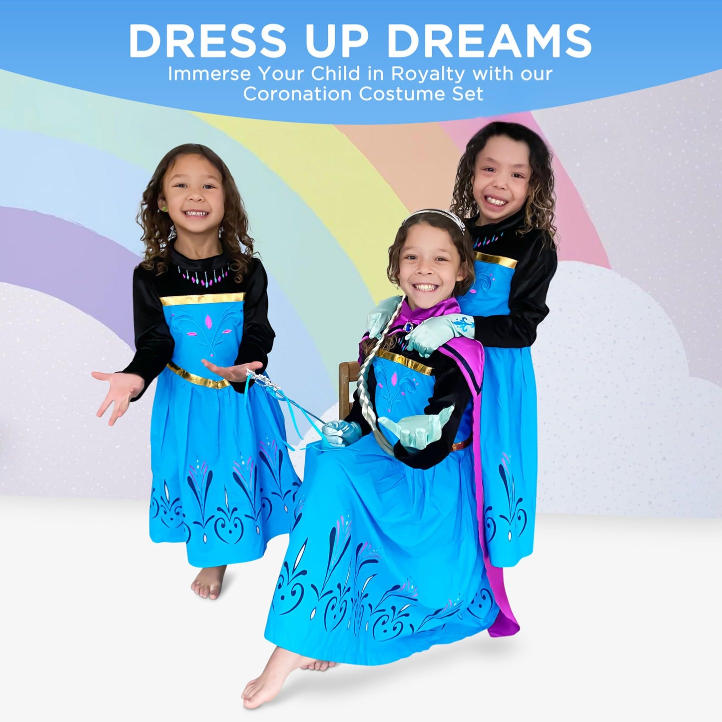 Cokos Box Girls Princess Dress Up Costume Set For Birthday Party - Coronation Edition, 4 Years, Baby-Blue, 4T