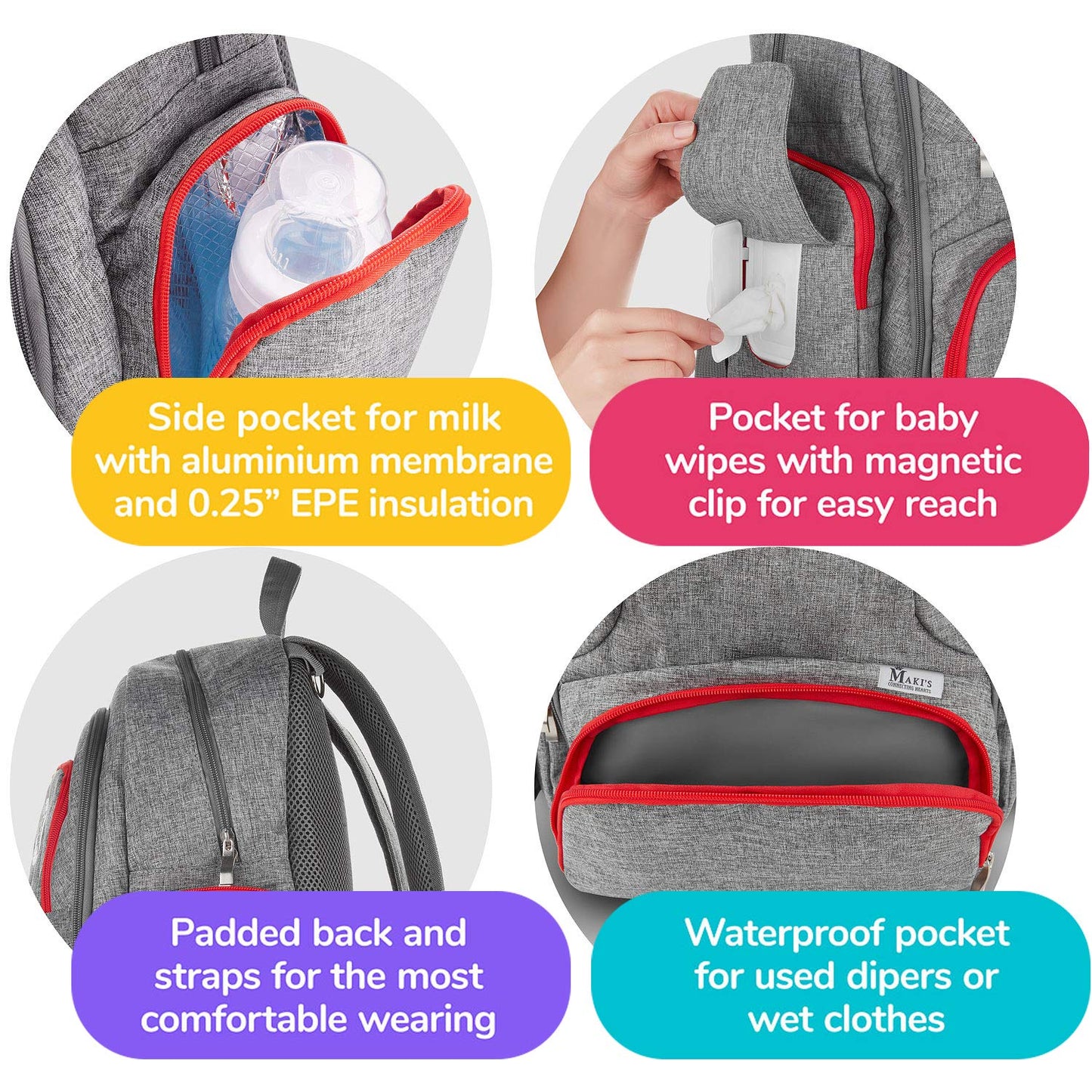 Baby Diaper Bag Backpack With Ykk Zippers For Girls And Boys, Large Waterproof Diaper Backpack Organizer With Stroller Straps,Ba