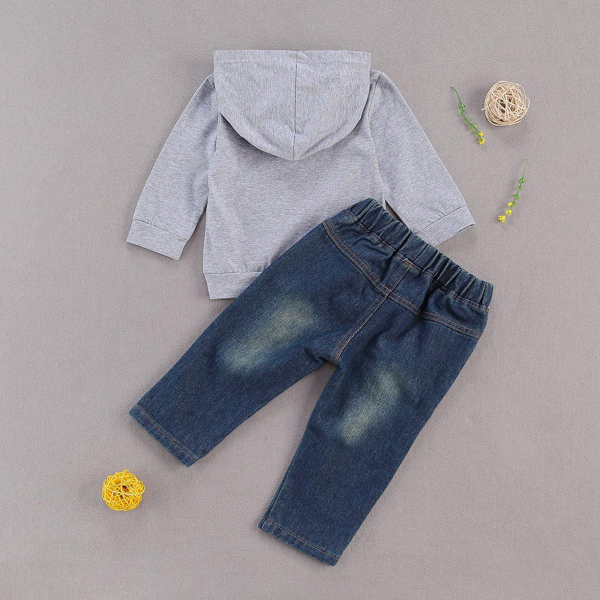 Fhutpw Toddler Baby Boy Outfits Hoodie Sweatshirts & Jeans Clothes Set Fall Winter 6 9 12 18 24 Months (B-Gray, 2T / 3T)