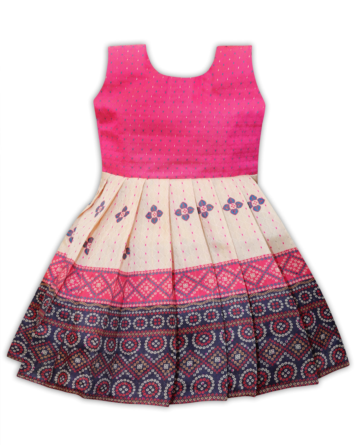 Pw Platypus World South Indian Traditional Pattu Pavadai Jacquard Silk Frock Dress For Baby Girls (12 Years, Pink & White)