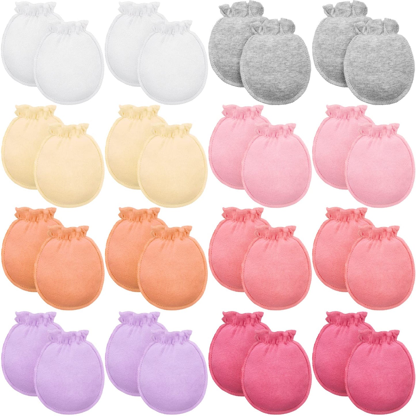 16 Pairs Newborn Baby Cotton Mittens No Scratch Gloves Unisex Newborn Mittens For Baby Boys Girls 0-6 Months (Chic Color)