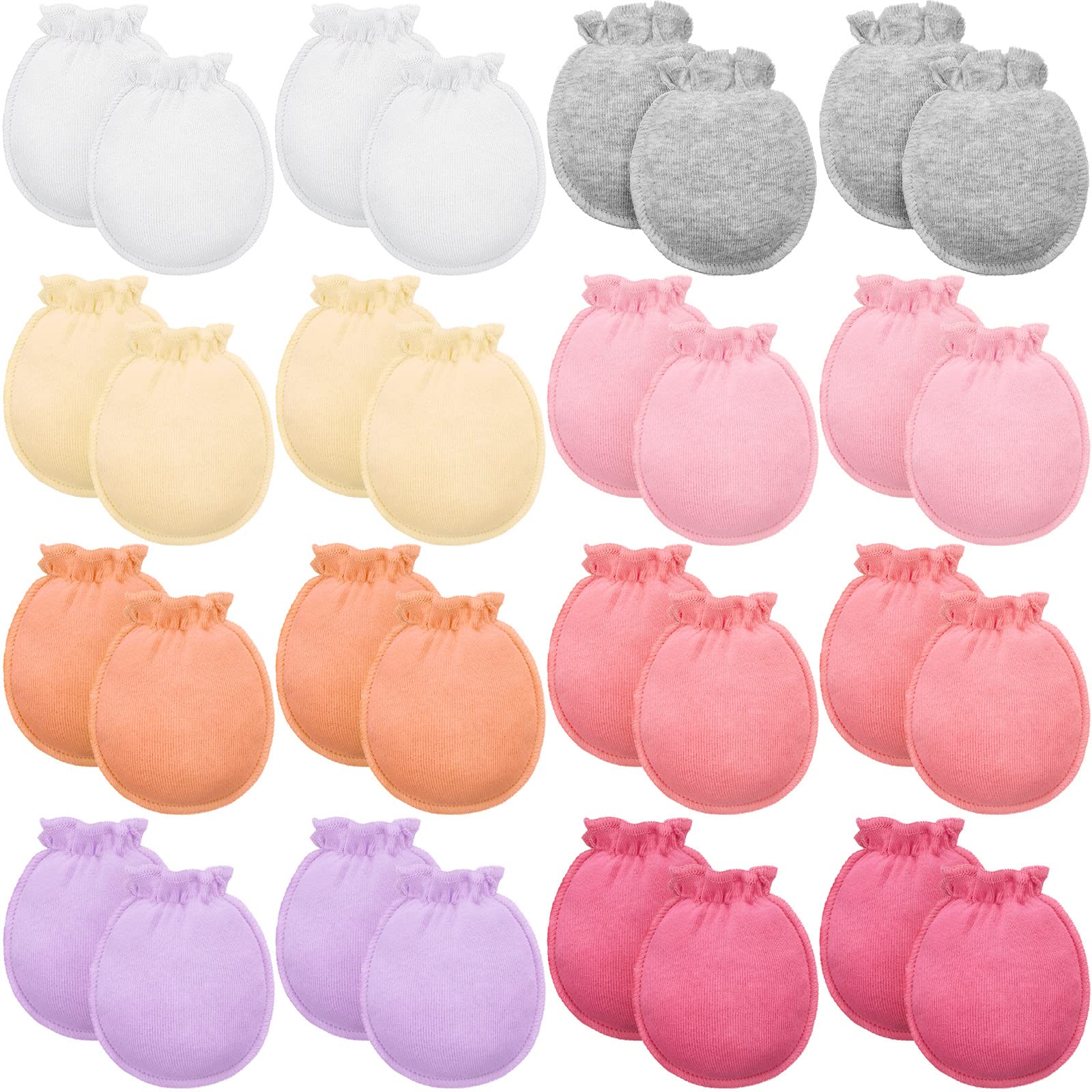 16 Pairs Newborn Baby Cotton Mittens No Scratch Gloves Unisex Newborn Mittens For Baby Boys Girls 0-6 Months (Chic Color)