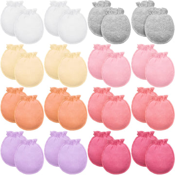16 Pairs Newborn Baby Cotton Mittens No Scratch Gloves Unisex Newborn Mittens For Baby Boys Girls 0-6 Months (Chic Color)
