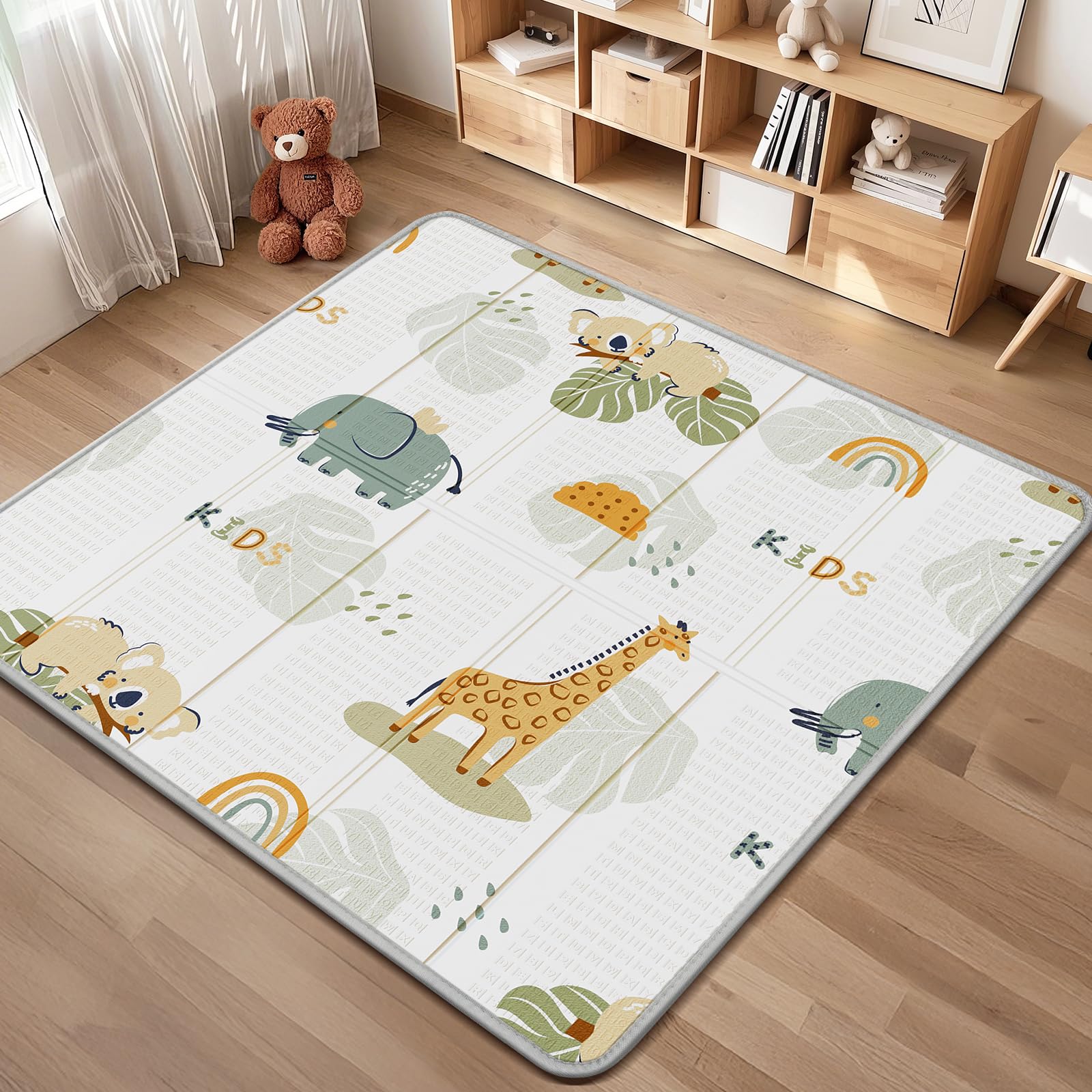 Piglog Foldable Baby Play Mat, Waterproof Playmats For Babies And Toddlers Kids, Safe Foam Playmat For Tummy Time, 50X50 Playpen