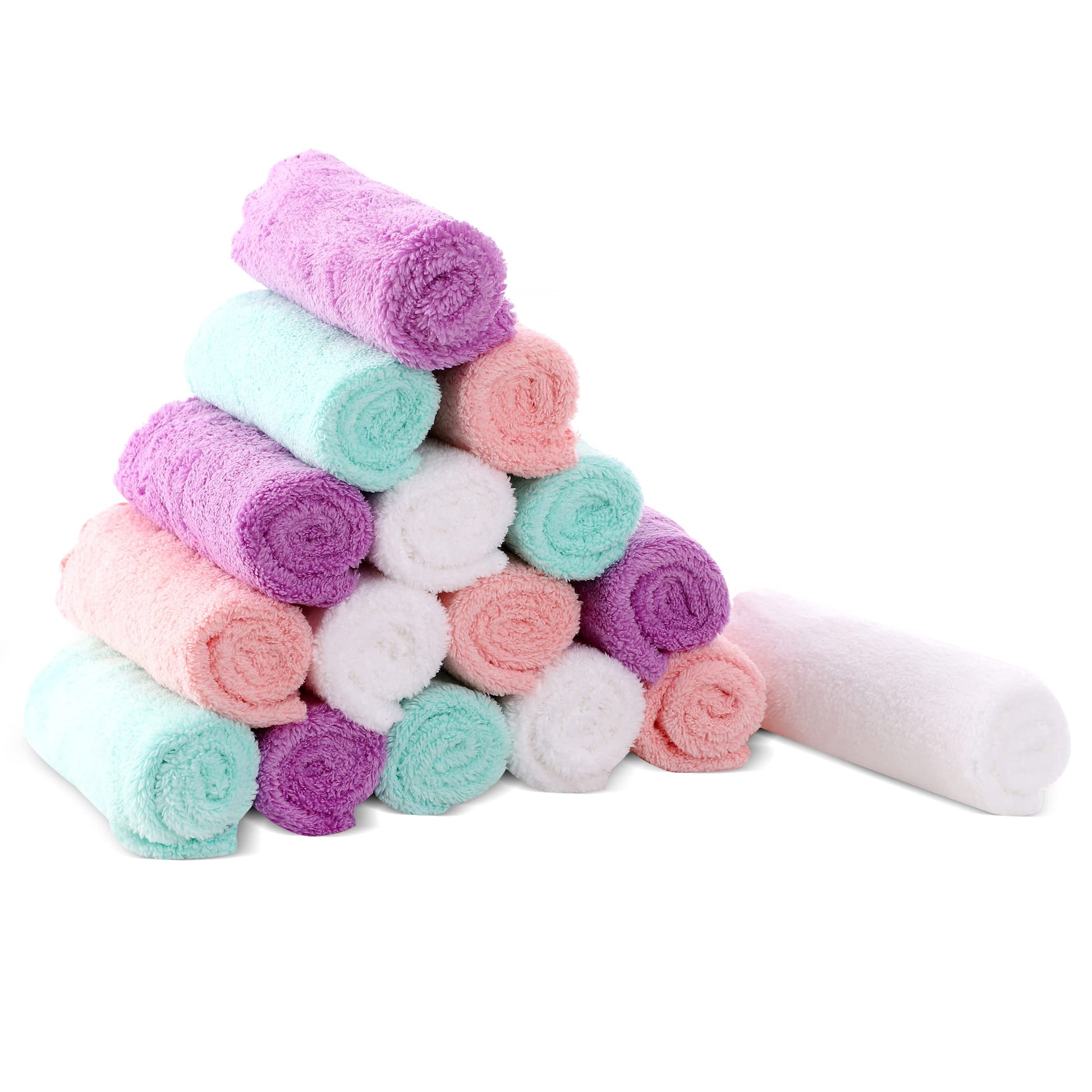 Cute Castle Ultra-Soft Baby Washcloths, 16 Pack - 9 by 9, Gentle on Sensitive Skin for Face and Body, Plush, Super Absorbent Was