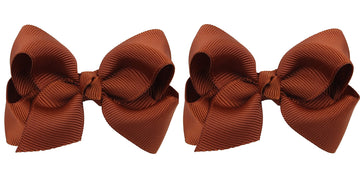 Zoonai 3 Inch Baby Girl Hair Bows Boutique Hair Clip Teens Toddlers Hairpin Headwear - Set Of 2 (Brown)