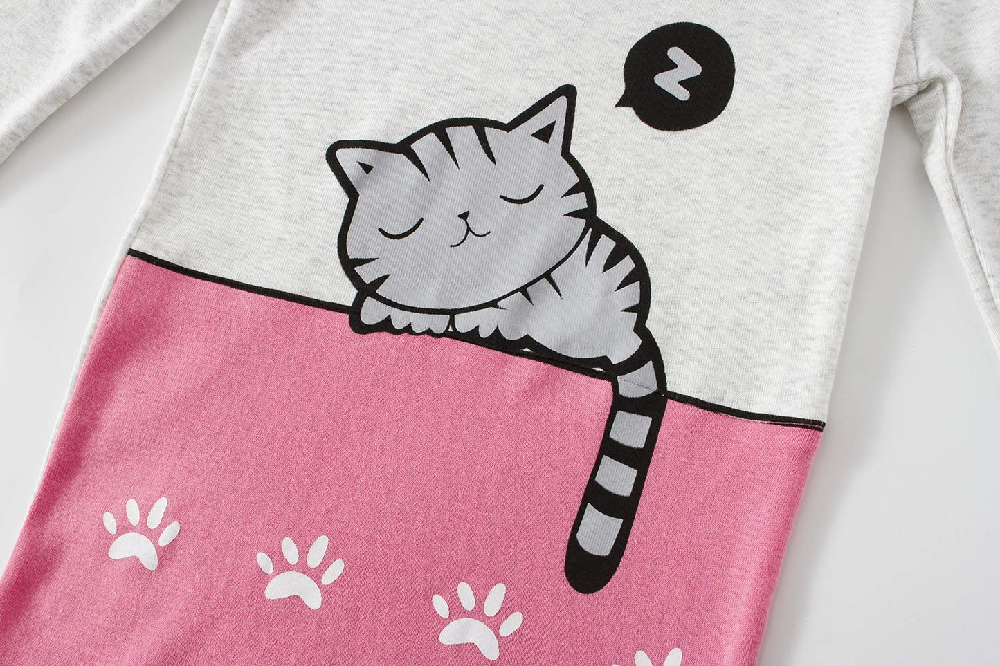 Little Girls Cat Long Sleeve Pajama Sets 100% Cotton Pjs Size 5