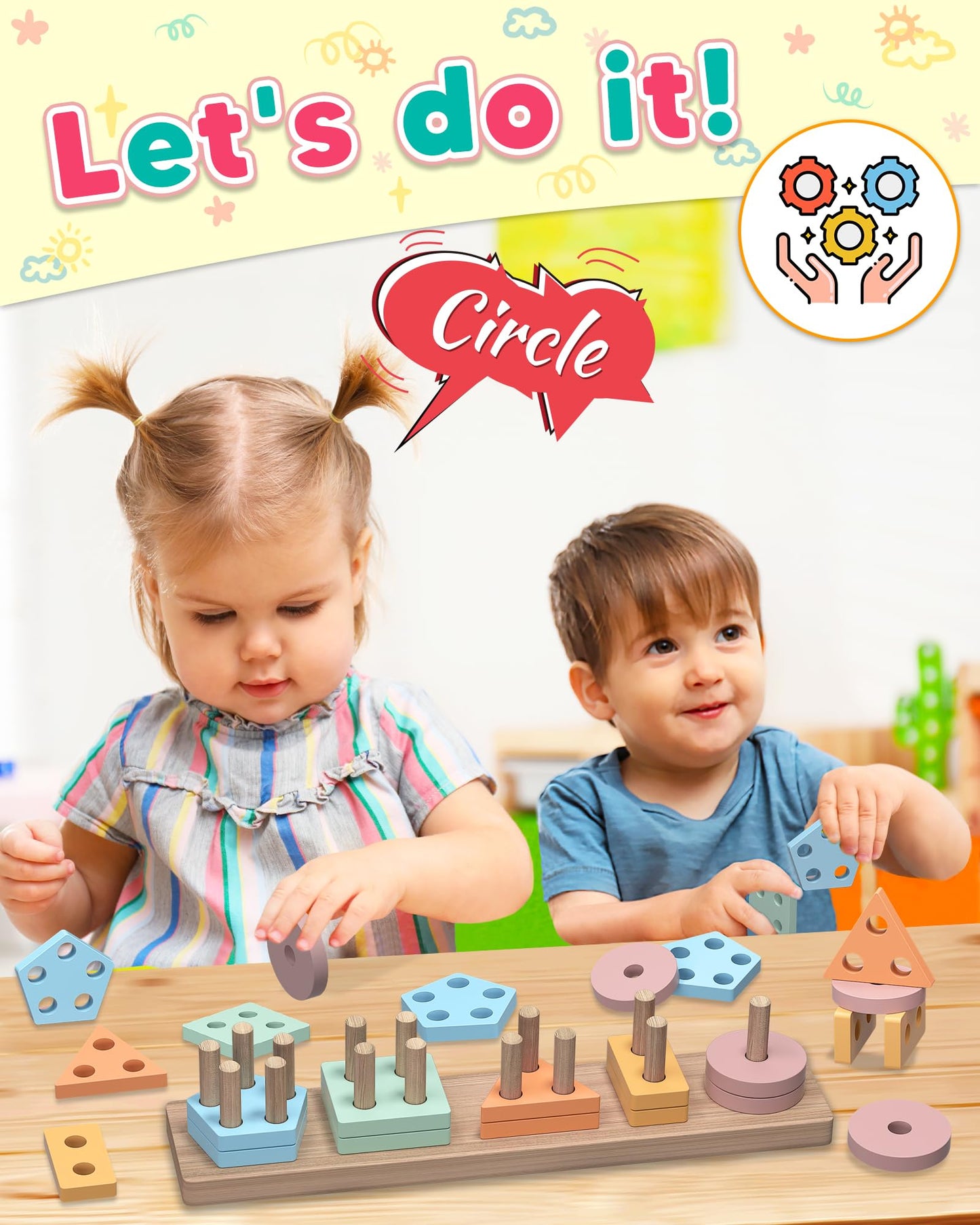 Zartores Montessori Toys for 1 2 3 Year Old Boys Girls, Shape Sorter Wooden Toys for Toddlers 1-3, Toddler Toys Age 1-2, 1 2 3 Y