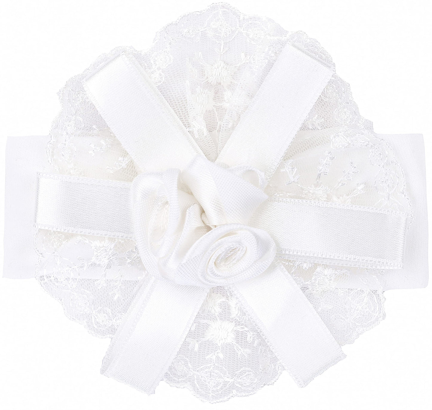 Lilax Baby Girl Newborn Christening Baptism Lace White Dress Gown 4 Piece Deluxe Set (White, 0-3 Months)