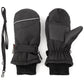 F Flammi Toddler Kids Snow Mittens With String Waterproof Ski Mittens Thinsulate Winter Gloves For Baby Girls Boys(Plain Black,4