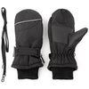 F Flammi Toddler Kids Snow Mittens With String Waterproof Ski Mittens Thinsulate Winter Gloves For Baby Girls Boys(Plain Black,4