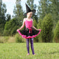 Halloween Witch Costume Accessories Set Witch Broom Plastic Broomstick Black Witch Hat Striped Tights For Halloween Party (Purpl