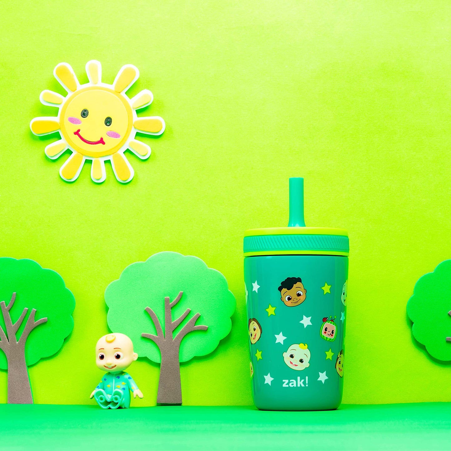 Zak Designs Cocomelon Kelso Toddler Cups For Travel Or At Home, 12Oz Vacuum Insulated Stainless Steel Sippy Cup With Leak-Proof
