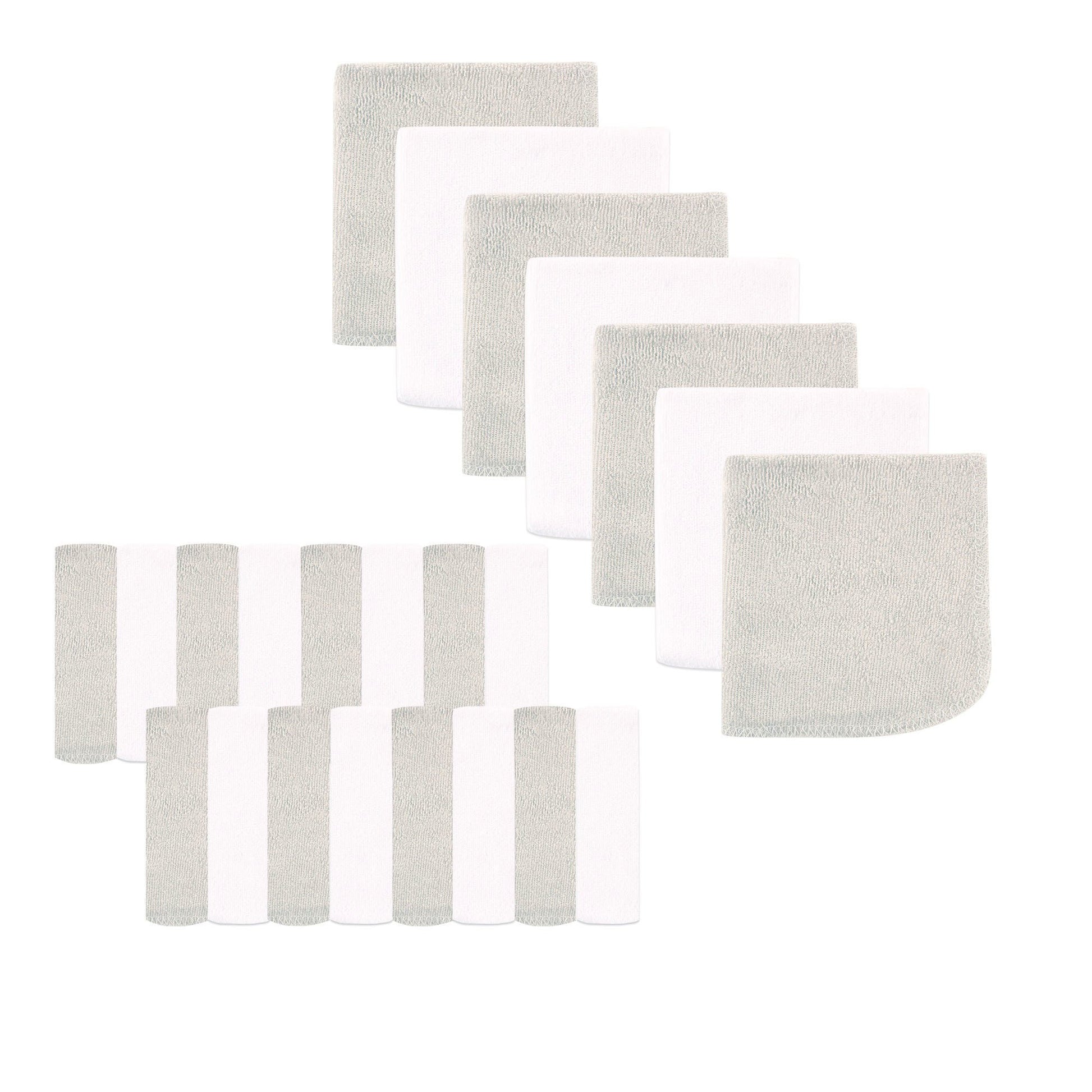 Luvable Friends Unisex Baby Super Soft Bundle Washcloths, Neutral Gray, One Size