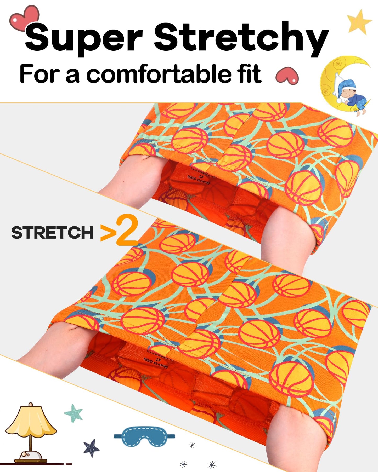 Daughter Queen Boys Pajamas 18-24 Months Summer Pjs Basketball Pj Sets Baby Toddler 100% Cotton Short Sleeve Jammies Sports Slee