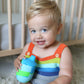 Nuby Silicone Tie-Dye First Training Cup With Free Flow Soft Spout - 6Oz, 6+ Months, Blue/Green