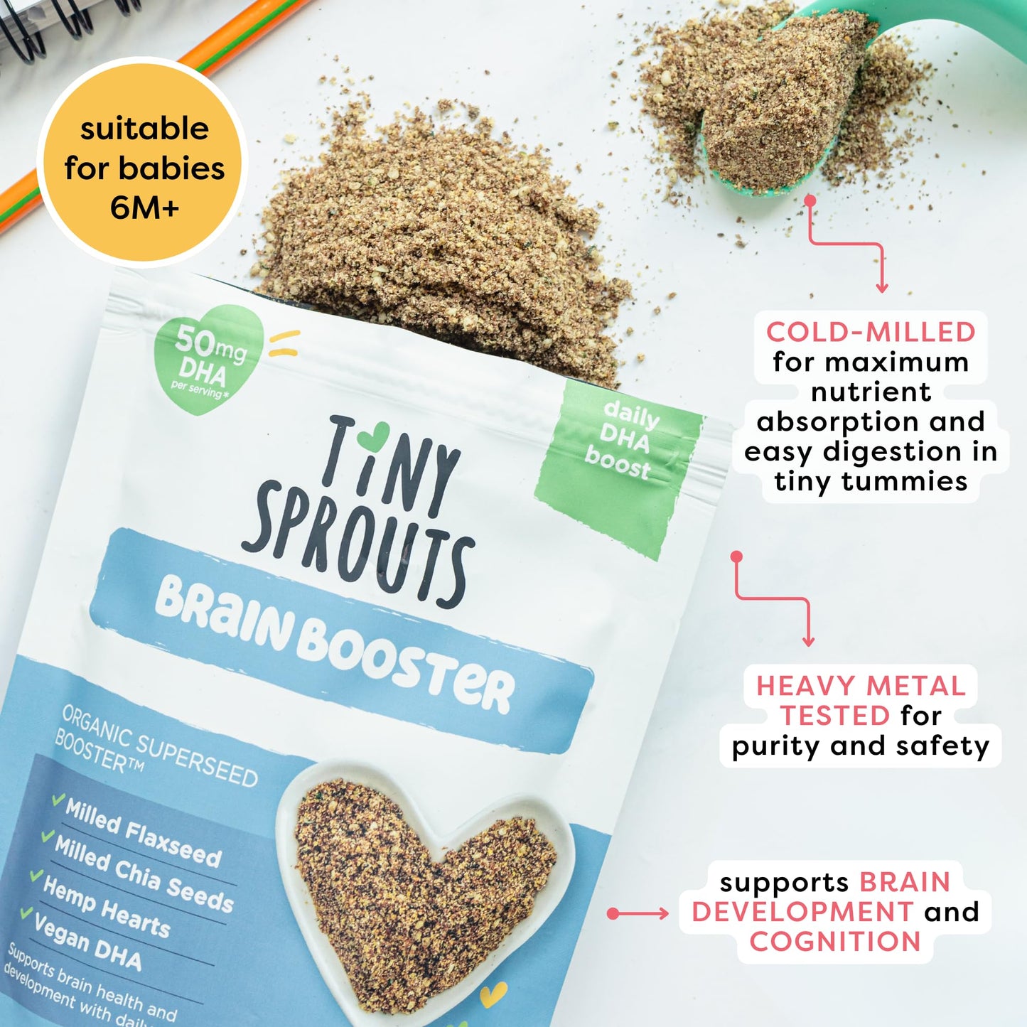 Superseed Organic Milled Chia, Flaxseed And Hemp Heart Brain Booster With Vegan Omega-3 Dha S Prebiotic Fiber Protein Gluten Fre