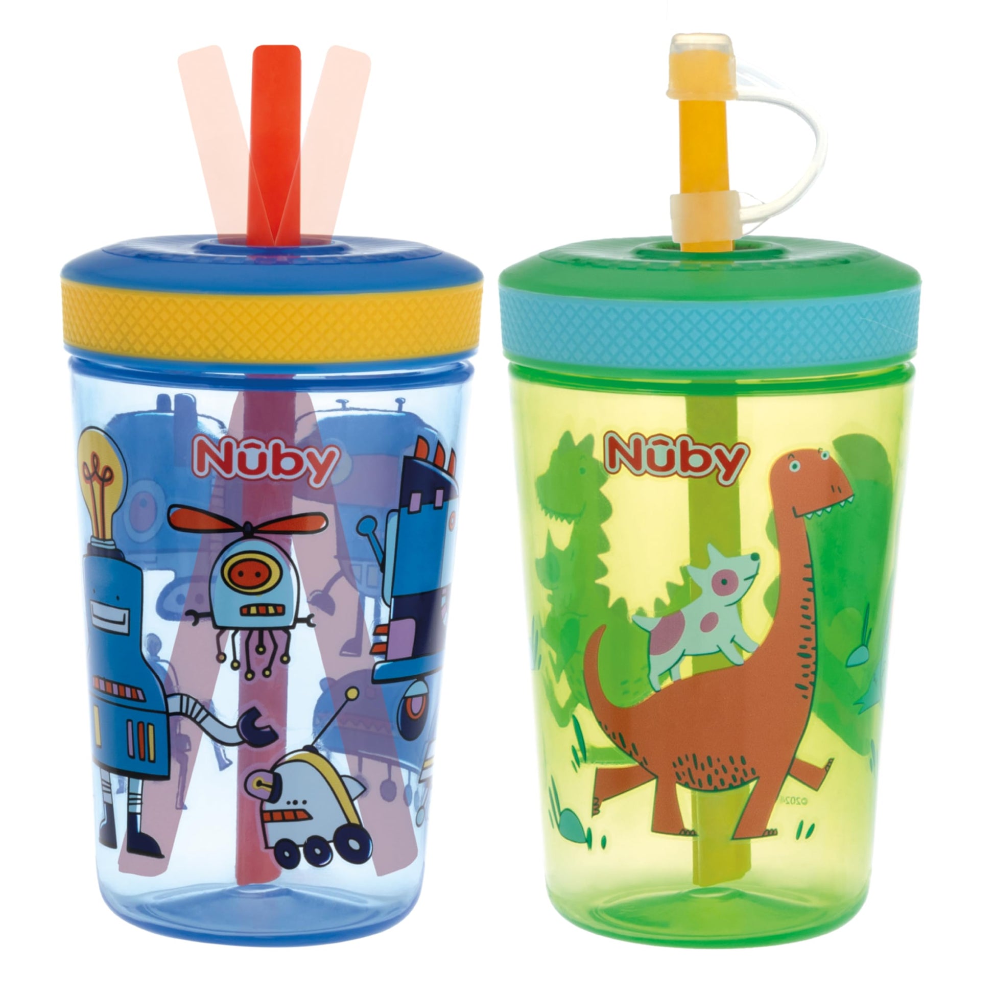 Nuby Thirsty Kids Super Sipper - 14oz No-Spill Toddler Cup with 360 Silicone Valve & Swivel Straw - Leak-Resistant, Durable, Eas