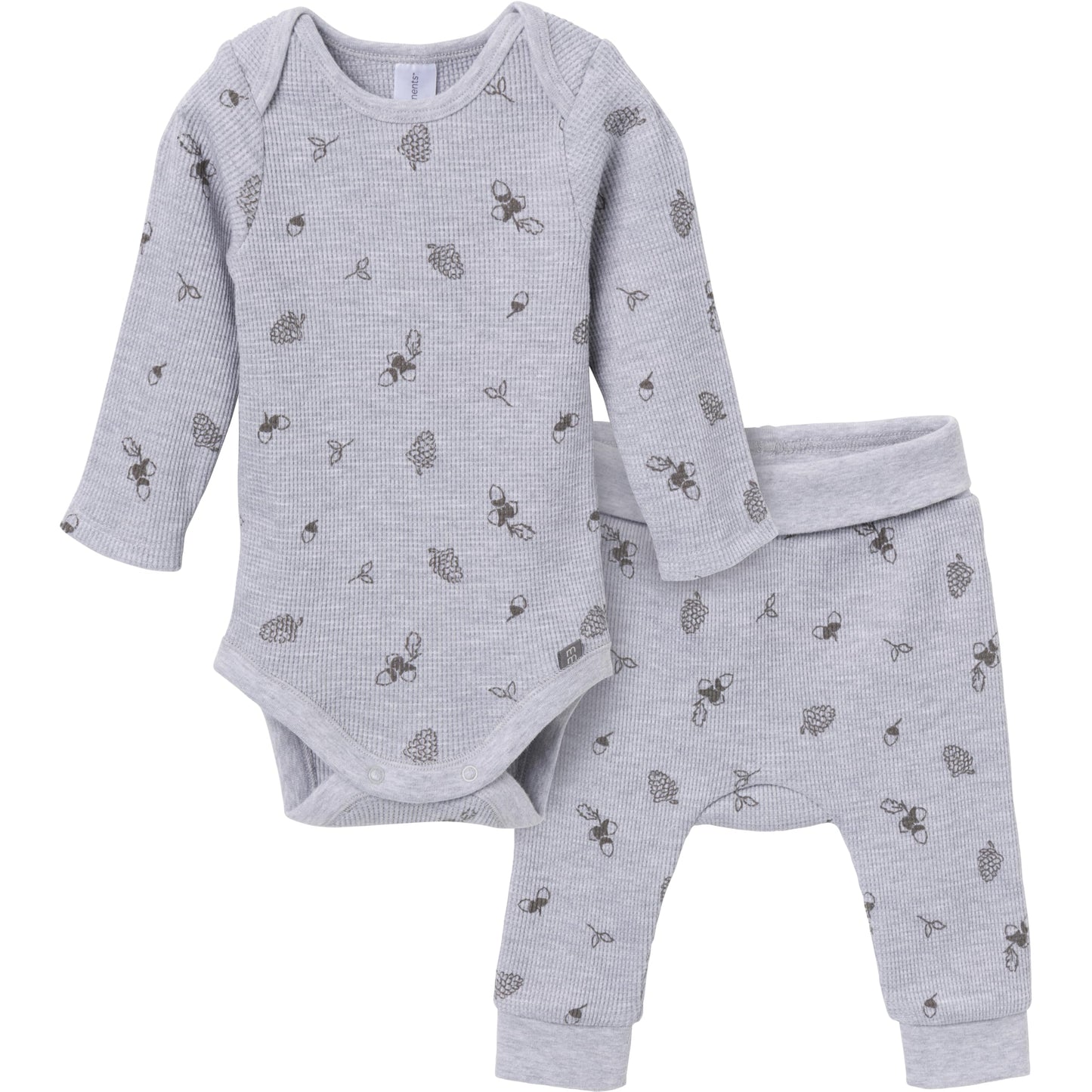 Modern Moments by Gerber Baby Unisex Long Sleeve Bodysuit and Pant Set, Arcon Grey Heather, 3-6 Months