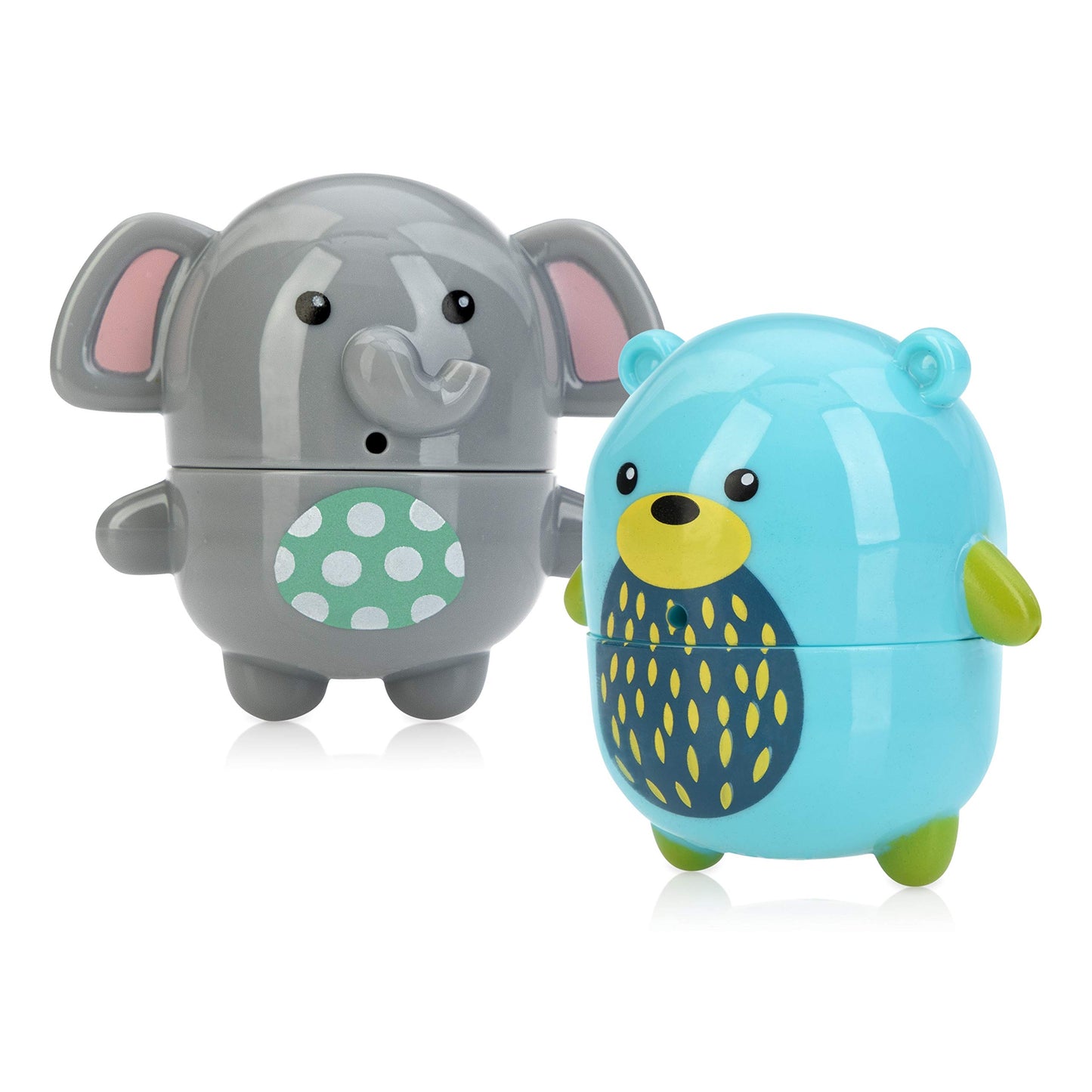 Nuby Silly Squirts Bath Toys, Easy to Clean Childrens Bath Toy, Bear and Elephant