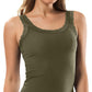Lace Camisole Tank Tops For Women, Durable Comfy Soft Stretch Cotton Basic Cami (Army Green, Large)