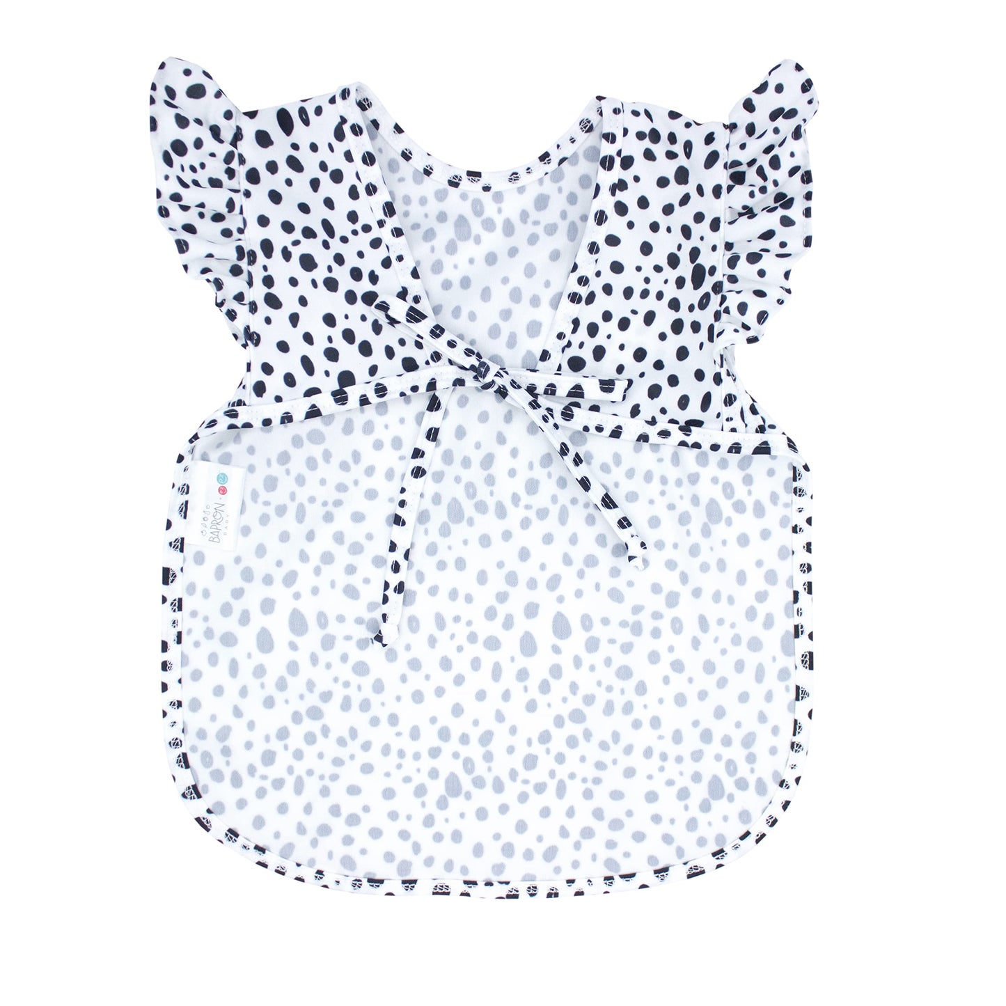 Bapronbaby Flutter Organic Dot Bapron - No Neck Tie Safer Bib For Baby & Toddler - Soft Waterproof Stain Resistant - Machine Was